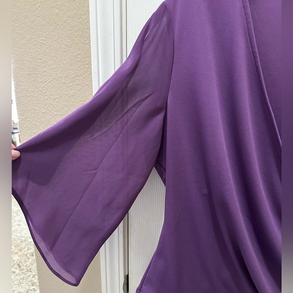 GRACE KARIN Women 3/4 Chiffon Sleeve Dressy Blouse Wrap Elastic Shirt XL - Picture 4 of 10